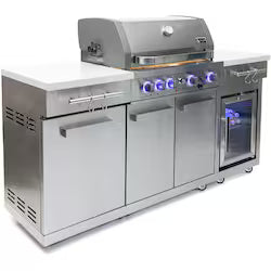 Mont Alpi Compact Series 6 Ft Propane Outdoor Kitchen Island with Fridge – Stainless Steel (MA-957FCRS)