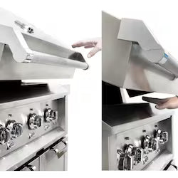 The Hestan 42-Inch Natural Gas Grill W/ Rotisserie On Double Drawer & Door Tower Cart - Pacific Fog - GABR42-NG-GG
