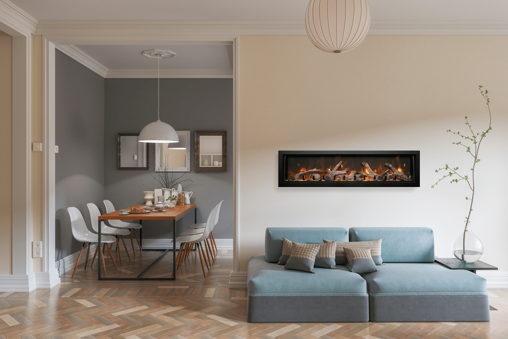 BI-DEEP Smart Electric Fireplace – Built-in only with black steel surround
