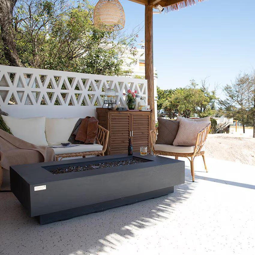 Positano 60-Inch Rectangular Concrete Natural Gas Fire Pit in Gray by Element