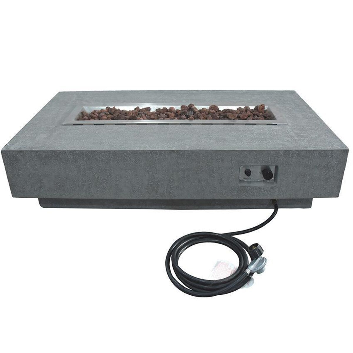 Hampton 56-Inch Rectangular Concrete Natural Gas Fire Pit in Light Gray by Elementi