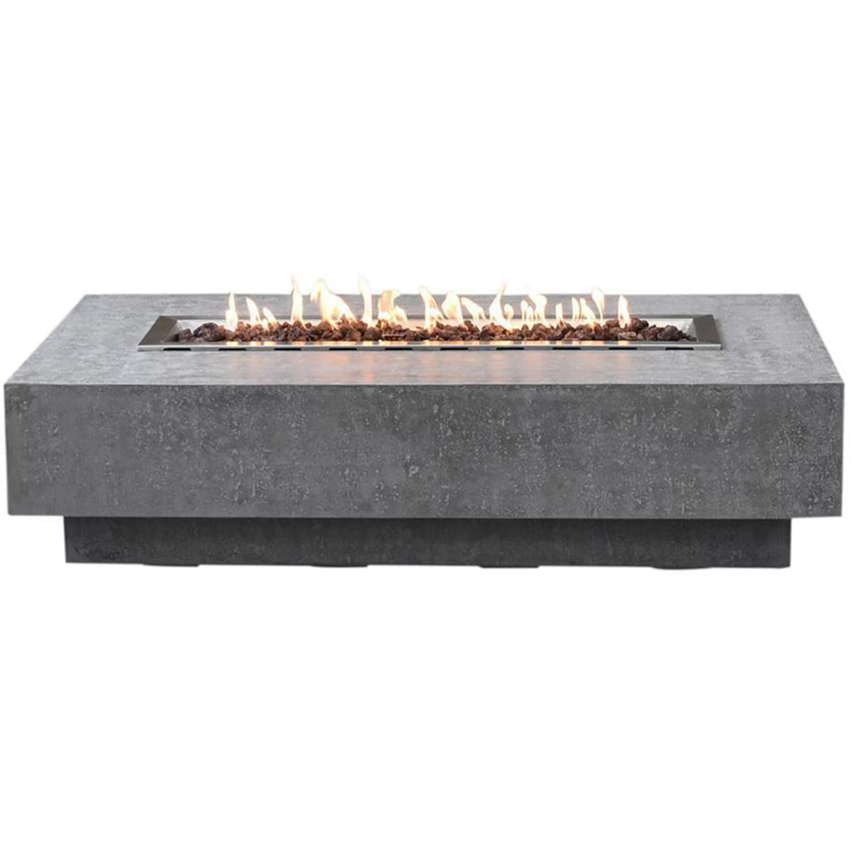Hampton 56-Inch Rectangular Concrete Natural Gas Fire Pit in Light Gray by Elementi