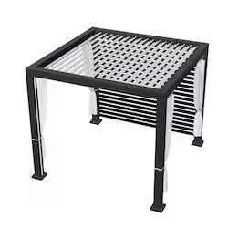 Lakeview Outdoor Designs 10' x 10' Pergola Set – Black Frame with White Motorized Louvers
