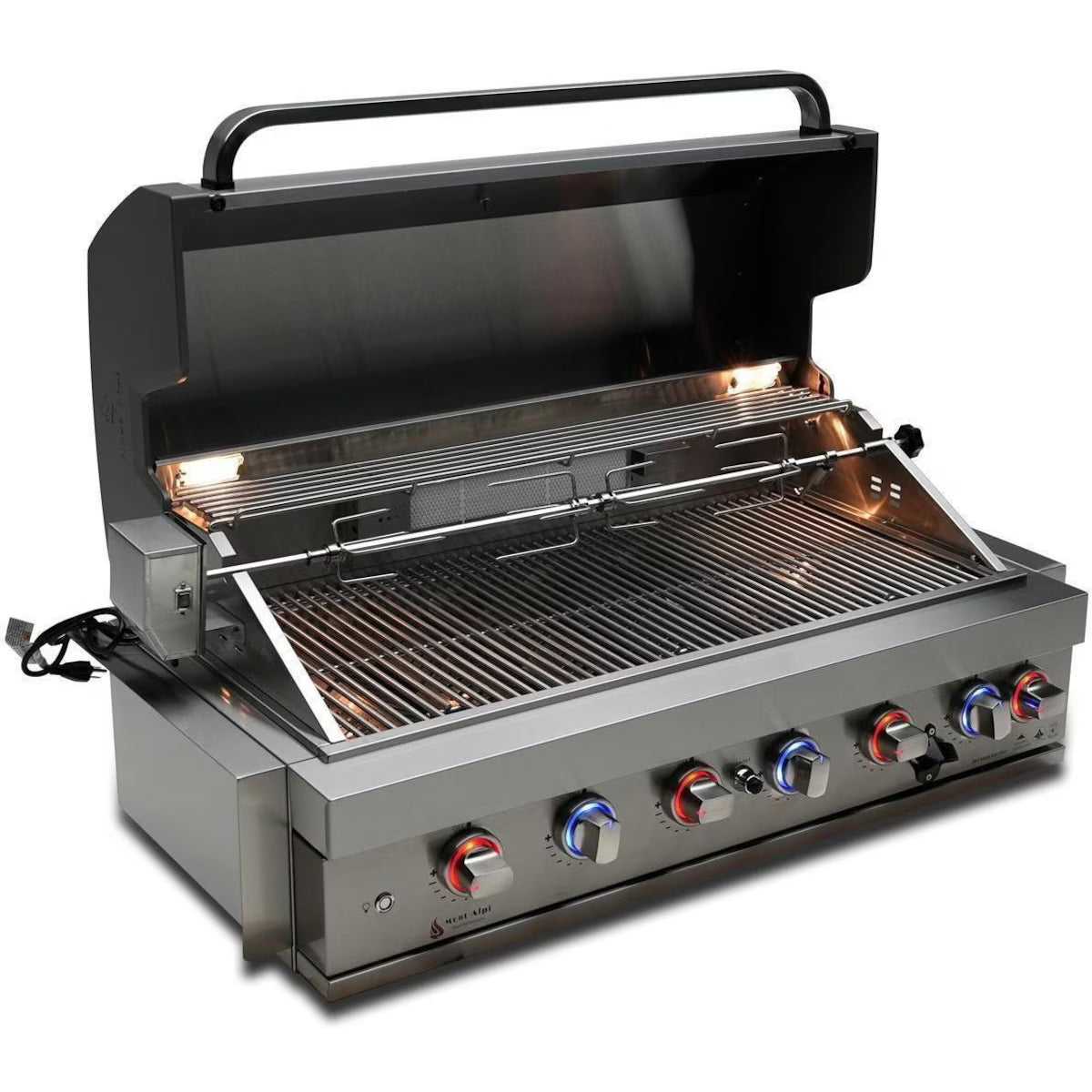 Mont Alpi Artwood Series 6.5 Ft Natural Gas Outdoor Kitchen Island with 6-Burner Grill (Propane Ready w/ Conversion Kit)