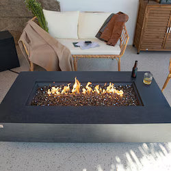 Positano 60-Inch Rectangular Concrete Natural Gas Fire Pit in Gray by Element