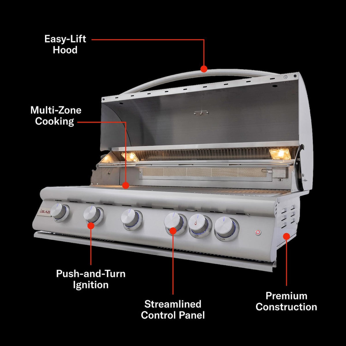 Blaze LTE+ 40-Inch 5-Burner Built-In Propane Gas Grill