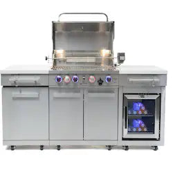 Mont Alpi Compact Series 6 Ft Propane Outdoor Kitchen Island with Fridge – Stainless Steel (MA-957FCRS)